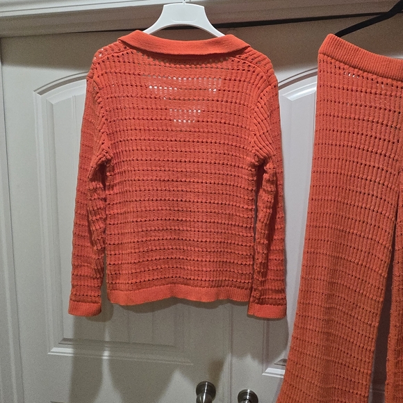 Zara Bold Orange Knitwear Pant set Size L EUC - Picture 8 of 9